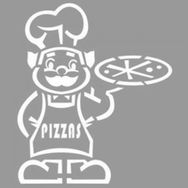 Artikel ST-1163 Yaşlı Pizzacı 3 Stencil Tasarımı 30x30 cm Kanvas Tablo