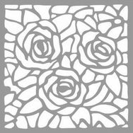 Artikel ST-1174 Güllü Vitray Stencil Tasarımı 30x30 cm Kanvas Tablo
