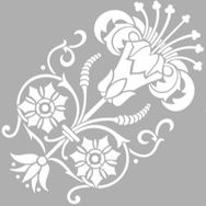 Artikel ST-1231 Zambak Damask Desen Stencil Tasarımı 30x30 cm Kanvas Tablo