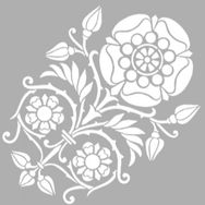 Artikel ST-1233 Dallı Çiçek Damask Desen Stencil Tasarımı 30x30 cm Kanvas Tablo