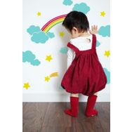 Artikel ST-1336 Bulutlar ve Gökuşağı Motif Stencil Tasarımı 30x30 cm Kanvas Tablo