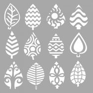 Artikel ST-1339 Desenli Yapraklar Motif Stencil Tasarımı 30x30 cm Kanvas Tablo