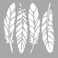 Artikel ST-1379 Kuş Tüyleri Desen Stencil Tasarımı 30x30 cm Kanvas Tablo