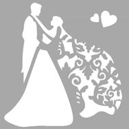 Artikel ST-1545 Lace Gelin ve Damat Stencil Tasarımı 30x30 cm Kanvas Tablo