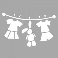 Artikel ST-1587 Yıkanan ve Asılanlar Stencil Tasarımı 30x30 cm Kanvas Tablo