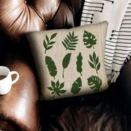 Artikel ST-229 Tropikal Karmaşık Yapraklar Stencil Tasarımı 30x30 cm Kanvas Tablo
