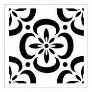 Artikel ST-340 Çiçekli Karo Desen Stencil Tasarımı 30x30 cm Kanvas Tablo