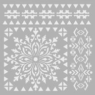 Artikel ST-361 Kare Mandala 2 Stencil Tasarımı 30x30 cm Kanvas Tablo