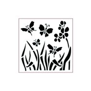 Artikel ST-400 Tarlada Kelebekler Stencil Tasarımı 30x30 cm Kanvas Tablo