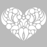 Artikel ST-476 Kalp Damask Stencil Tasarımı 30x30 cm Kanvas Tablo