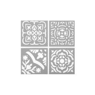 Artikel ST-545 Dörtlü Karo Stencil Tasarımı 30x30 cm Kanvas Tablo