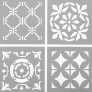 Artikel ST-546 Dörtlü Karo 2 Stencil Tasarımı 30x30 cm Kanvas Tablo