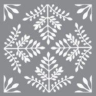 Artikel ST-629 Eğrelti Karo Stencil Tasarımı 30x30 cm Kanvas Tablo