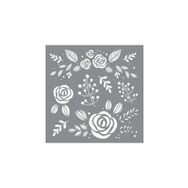 Artikel ST-639 Gül ve Yabani Çiçekler Stencil Tasarımı 30x30 cm Kanvas Tablo