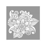 Artikel ST-669 Floral Doodle Stencil Tasarımı 30x30 cm Kanvas Tablo