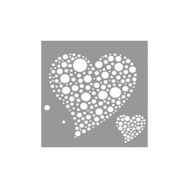 Artikel ST-832 Polka Dot Kalp Stencil Tasarımı 30x30 cm Kanvas Tablo