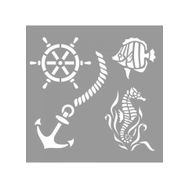 Artikel ST-906 Deniz Hayatı Stencil Tasarımı 30x30 cm Kanvas Tablo