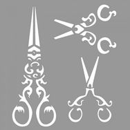 Artikel ST-920 Terzi Makasları Stencil Tasarımı 30x30 cm Kanvas Tablo