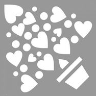 Artikel ST-934 Kalp Çam Ağacı Stencil Tasarımı 30x30 cm Kanvas Tablo