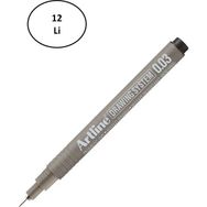 Artline 2303 Drawing 0.03 mm Siyah 12 Adet Çizim Kalemi