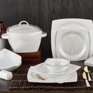 Aryıldız 45005 Bone Square 60 Parça Porselen Yemek Takımı