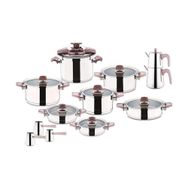Aryıldız Flamingo Cam İdeal Rose Gold 22 Parça Tencere Seti