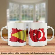 Asil Hediyelik Çift Yön Baskılı Babür İmparatorluğu Ve Türkiye Bayrağı Kupa Bardak