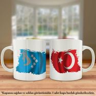 Asil Hediyelik Çift Yön Baskılı Hazar Kağanlığı Ve Türkiye Bayrağı Kupa Bardak