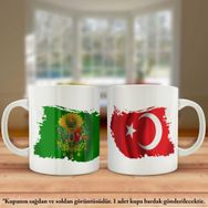 Asil Hediyelik Çift Yön Baskılı Yeşil Osmanlı Arması Ve Türkiye Bayrağı Kupa Bardak