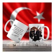 Asil Hediyelik Çift Yön Renkli Askerler Ve Mustafa Kemal Atatürk Ve Unutulmayan Sözleri -Kupa Bardak