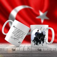 Asil Hediyelik Çift Yön Renkli At Üzerinde Mustafa Kemal Atatürk Ve Unutulmayan Sözleri -Kupa Bardak