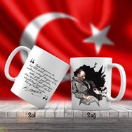 Asil Hediyelik Çift Yön Renkli Baş Öğretmen Mustafa Kemal Atatürk Ve Unutulmayan Sözleri-Kupa Bardak