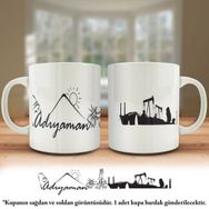 Asil Hediyelik Çift Yön Renkli Baskılı Adıyaman Silüeti-Şehir Kupa Bardak