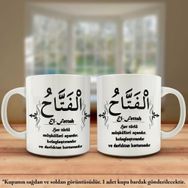 Asil Hediyelik Çift Yön Renkli Baskılı Allahın 99 İsmi-Esma-ül Hüsna-El Fettah Kupa Bardak