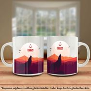 Asil Hediyelik Çift Yön Renkli Baskılı Bozkurt-Göktürkçe-Kurt Kupa Bardak