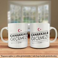 Asil Hediyelik Çift Yön Renkli Baskılı Çanakkale Zaferi 102. Yıldönümü Kupa Bardak