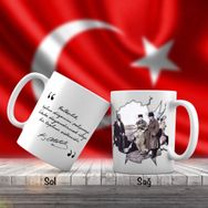Asil Hediyelik Çiftçi İle Konuşan Kalpaklı Mustafa Kemal Atatürk-Atatürkün Sözleri -Kupa Bardak
