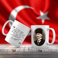 Asil Hediyelik Elips Kalpaklı Mustafa Kemal Atatürk Portresi-Atatürkün Sözleri -Kupa Bardak