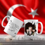 Asil Hediyelik Kalpaklı -Sivil -Mustafa Kemal Atatürk-Ayyıldız-Atatürkün Sözleri -Kupa Bardak