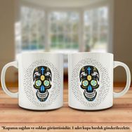 Asil Hediyelik Kuru Kafa-İskelet-Çiçekler-Kupa Bardak-