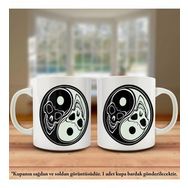 Asil Hediyelik Kuru Kafatası-Yin Yang-Denge-Kupa Bardak-