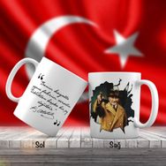 Asil Hediyelik Modern Kıyafet Giyimli Mustafa Kemal Atatürk-Atatürkün Sözleri -Kupa Bardak