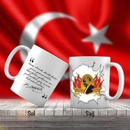 Asil Hediyelik Mustafa Kemal Atatürk Silüeti -Ay Yıldız Bayraklar-Atatürkün Sözleri -Kupa Bardak