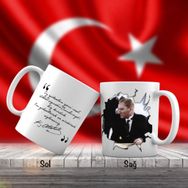 Asil Hediyelik Sivil Kıyafetli Gazi Mustafa Kemal Atatürk-Atatürkün Sözleri -Kupa Bardak
