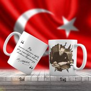 Asil Hediyelik Sivil Mustafa Kemal Atatürk Kitap Okuyor-Atatürkün Sözleri -Kupa Bardak
