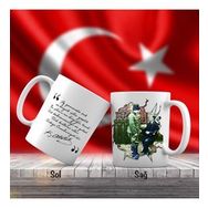 Asil Hediyelik Üniformalı İsmet İnönü Ve Sivil Mustafa Kemal Atatürk-Atatürkün Sözleri -Kupa Bardak