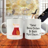 Asil Hediyelik -Usta Bana Ordan Bi Baht Açık Olsun.. Yazılı-Mizah-Baskılı Kupa Fincan Bardak