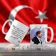 Asil Hediyelik Yan Portre Mustafa Kemal Atatürk Ve Unutulmayan Sözleri -Kupa Bardak