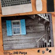 Asil Hobi Ahşap Ev-Mavi Pencere-Yapboz-Ayak Destekli 240 Parça Puzzle