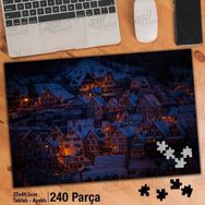 Asil Hobi Akşam Karanlığında Şehir Görüntüsü-Kış Yapboz-Ayak Destekli Çerçeveli 240 Parça Puzzle